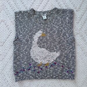 Vintage Gray Goose Wool Blend Knit Sweater Vest
